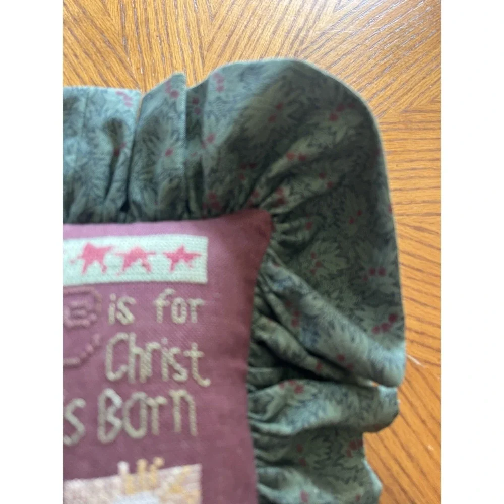 Christmas Cross Stitch Pillow Finished Nativity Jesus Country Primitive 9